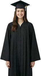 Deluxe Black Bachelors Graduation Cap & Gown - Faith University - Graduation Cap and Gown