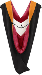 Deluxe Bachelors/Master Hood - Apricot Velvet, Red & White - Graduation Cap and Gown