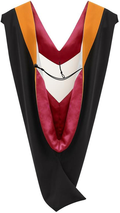 Deluxe Bachelors/Master Hood - Apricot Velvet, Red & White