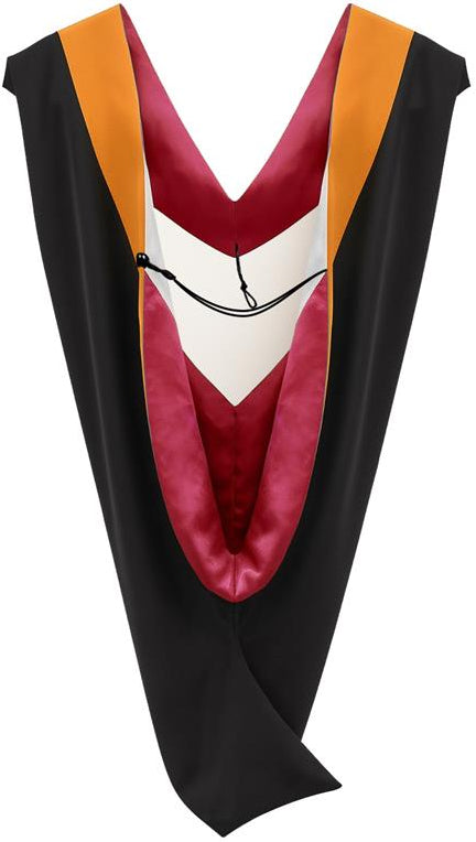 Deluxe Bachelors/Master Hood - Apricot Velvet, Red & White