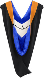 Deluxe Bachelors/Master Hood - Apricot Velvet, Royal Blue & White