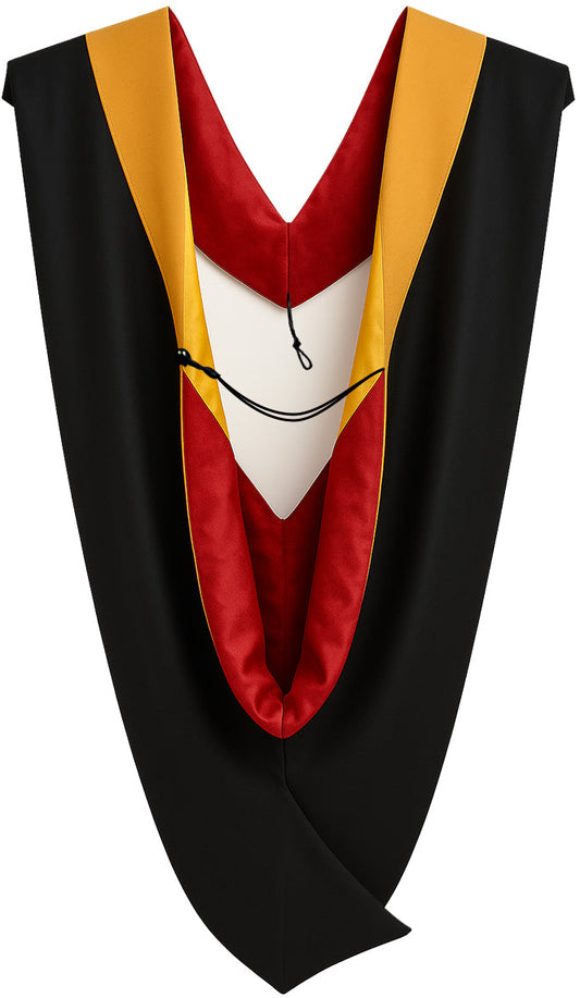 Deluxe Bachelors/Master Hood - Drab Velvet, Red & Golden Yellow