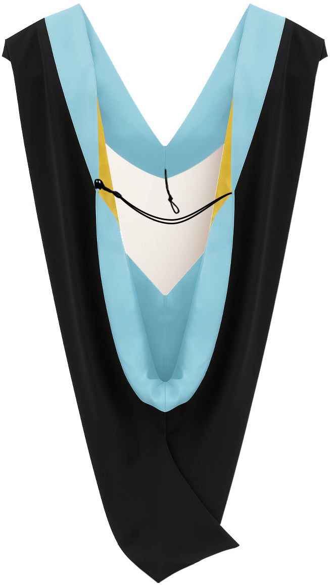 Deluxe Bachelors/Master Hood - Light Blue Velvet, Light Blue & Golden Yellow
