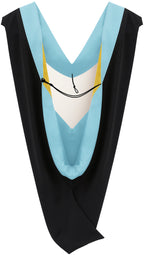 Deluxe Bachelors/Master Hood - Light Blue Velvet, Light Blue & Golden Yellow