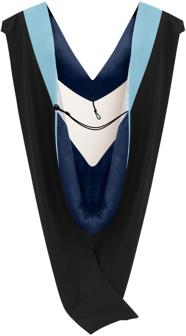 Deluxe Bachelors/Master Hood - Light Blue Velvet, Navy & White