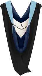 Deluxe Bachelors/Master Hood - Light Blue Velvet, Navy & White