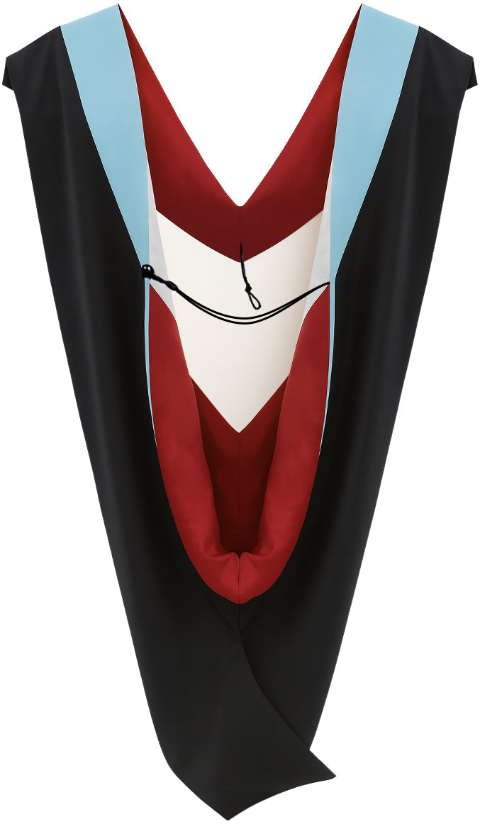 Deluxe Bachelors/Master Hood - Light Blue Velvet, Red & White