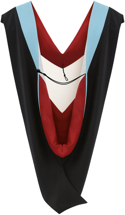 Deluxe Bachelors/Master Hood - Light Blue Velvet, Red & White