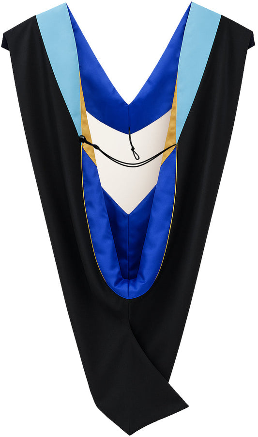 Deluxe Bachelors/Master Hood - Light Blue Velvet, Royal Blue & Golden Yellow