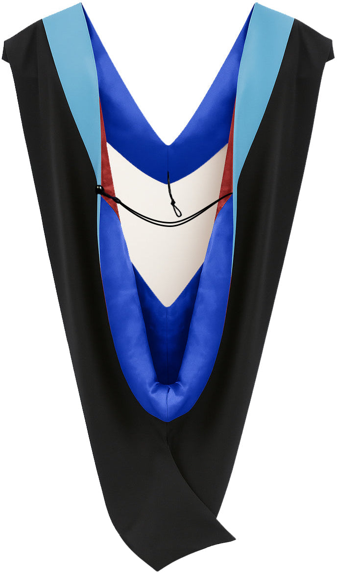 Deluxe Bachelors/Master Hood - Light Blue Velvet, Royal Blue & Red