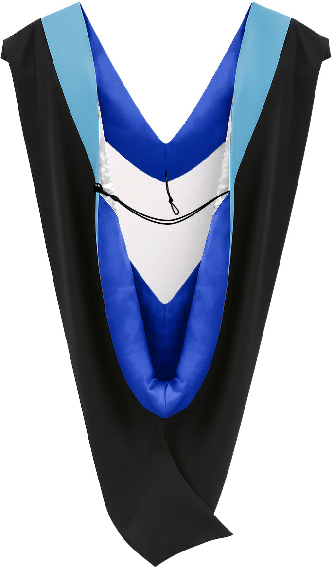 Deluxe Bachelors/Master Hood - Light Blue Velvet, Royal Blue & White