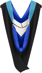 Deluxe Bachelors/Master Hood - Peacock Blue Velvet, Royal Blue & White