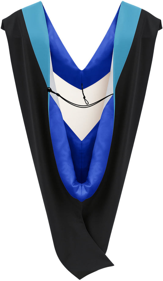 Deluxe Bachelors/Master Hood - Peacock Blue Velvet, Royal Blue & White