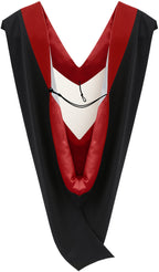 Deluxe Bachelors/Master Hood - Scarlet Velvet, Red & White