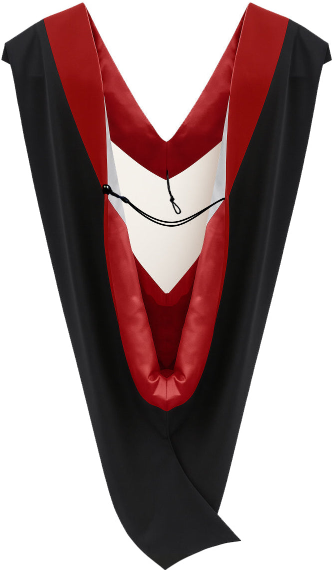 Deluxe Bachelors/Master Hood - Scarlet Velvet, Red & White