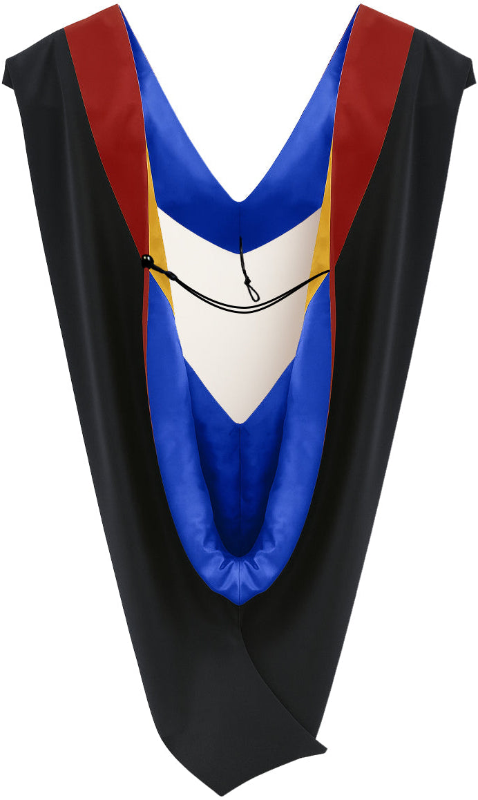 Deluxe Bachelors/Master Hood - Scarlet Velvet, Royal Blue & Golden Yellow