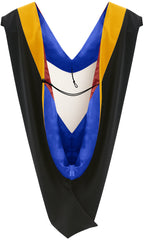 Deluxe Bachelors/Master Hood - Science Gold Velvet, Royal Blue & Red