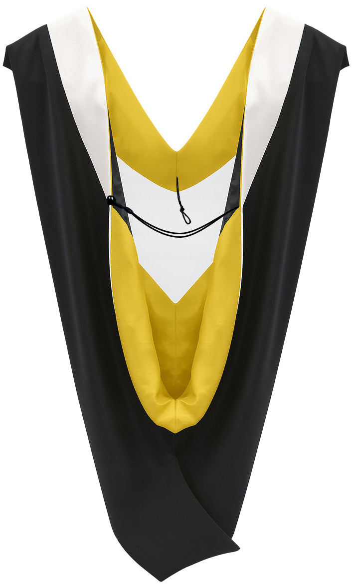 Deluxe Bachelors/Master Hood - White Velvet, Golden Yellow & Black
