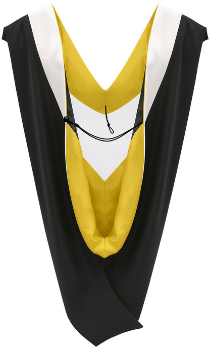 Deluxe Bachelors/Master Hood - White Velvet, Golden Yellow & Black