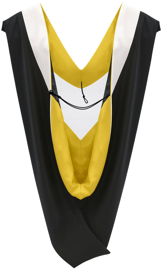 Deluxe Bachelors/Master Hood - White Velvet, Golden Yellow & Black