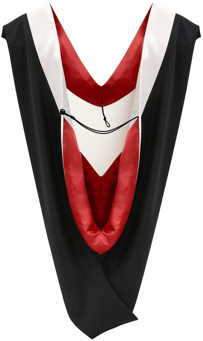 Deluxe Bachelors/Master Hood - White Velvet, Red & White