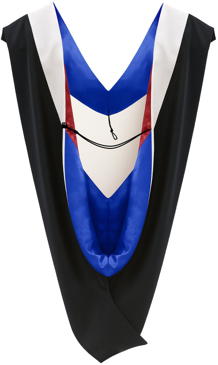 Deluxe Bachelors/Master Hood - White Velvet, Royal Blue & Red