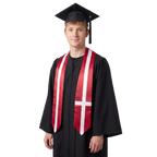 Denmark flag graduation stole with the Denmark flag design, worn as a graduation sash.