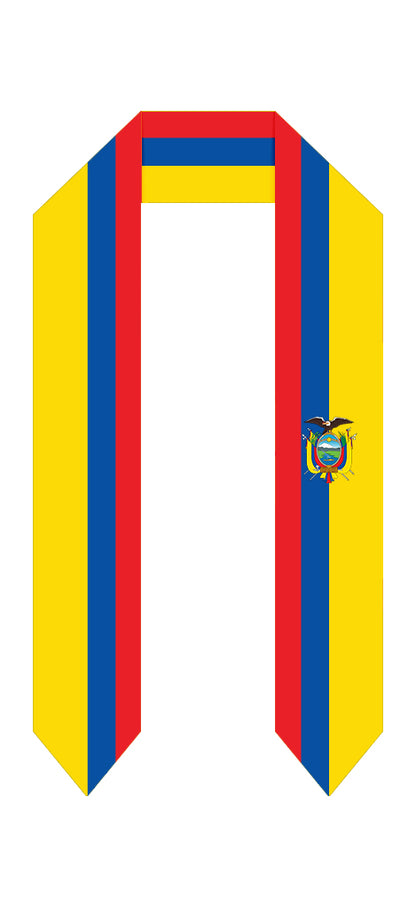 Ecuador Graduation Stole -  Ecuador Flag Sash - Graduation Cap and Gown