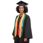 Ethiopia flag graduation stole with the Ethiopia flag design, worn as a graduation sash