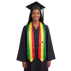 Ghana flag graduation stole with the Ghana flag design, worn as a graduation sash