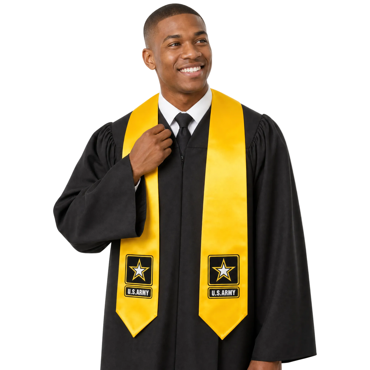 Gold U.S. Army graduation stole.