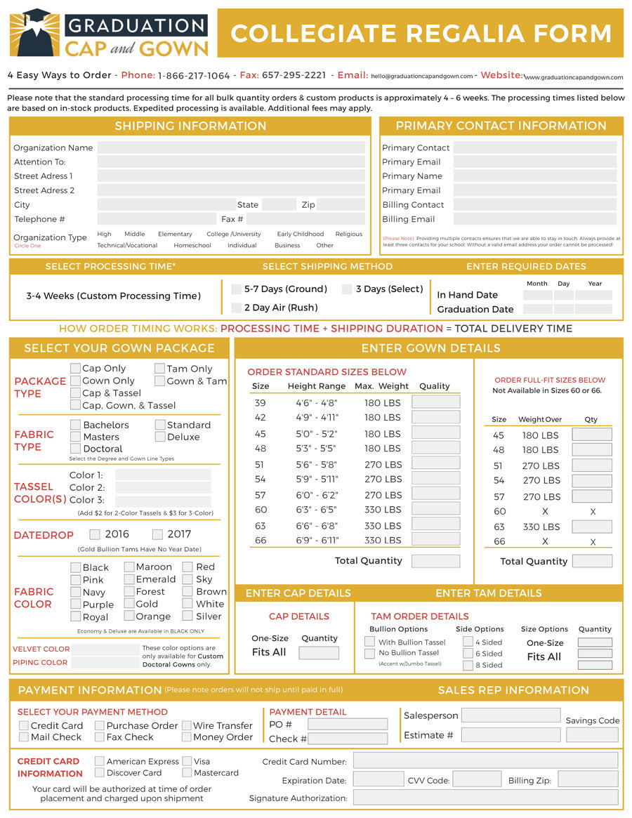 Graduation Paperwork Graduation Cap And Gown Order Form