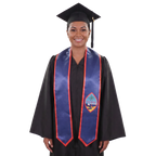 Guam flag graduation stole with the Guam flag design, worn as a graduation sash.