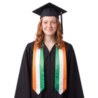 Ireland flag graduation stole with the Ireland flag design, worn as a graduation sash.