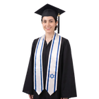 Israel flag graduation stole with the Israel flag design, worn as a graduation sash