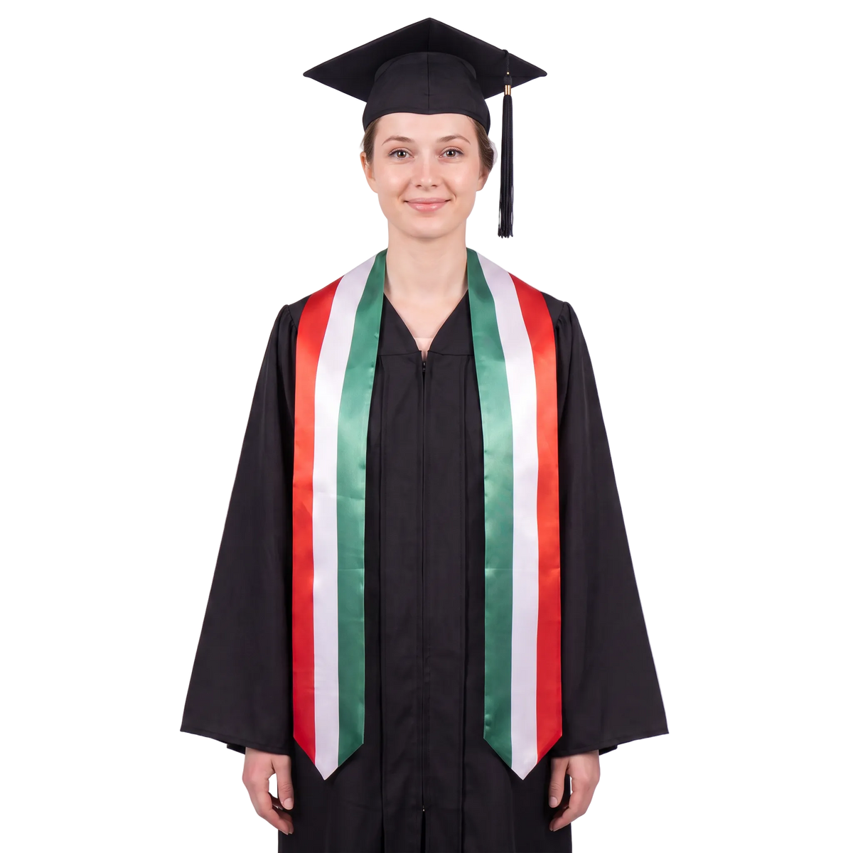 Italy flag graduation stole with the Italy flag design, worn as a graduation sash ·