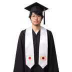 Japan flag graduation stole with the Japan flag design, worn as a graduation sash ·