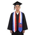 Karen Nation flag graduation stole with the Karen Nation flag design, worn as a graduation sash
