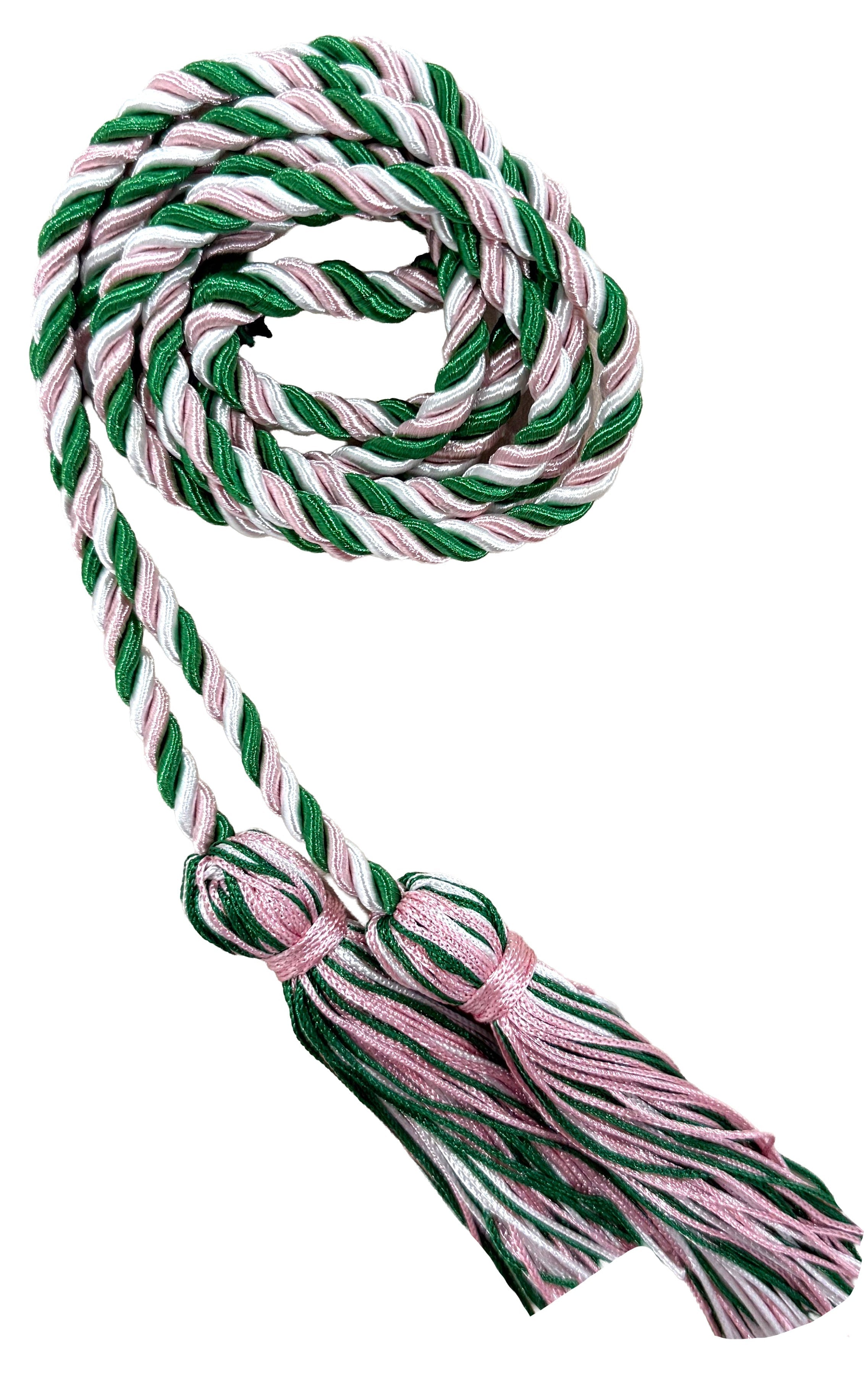Kelly Green, White, & Pink Three Color Graduation Honor Cord - Graduation Cap and Gown