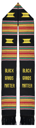 Black Grads Matter Handwoven Kente Cloth Graduation Stole - Graduation Cap and Gown