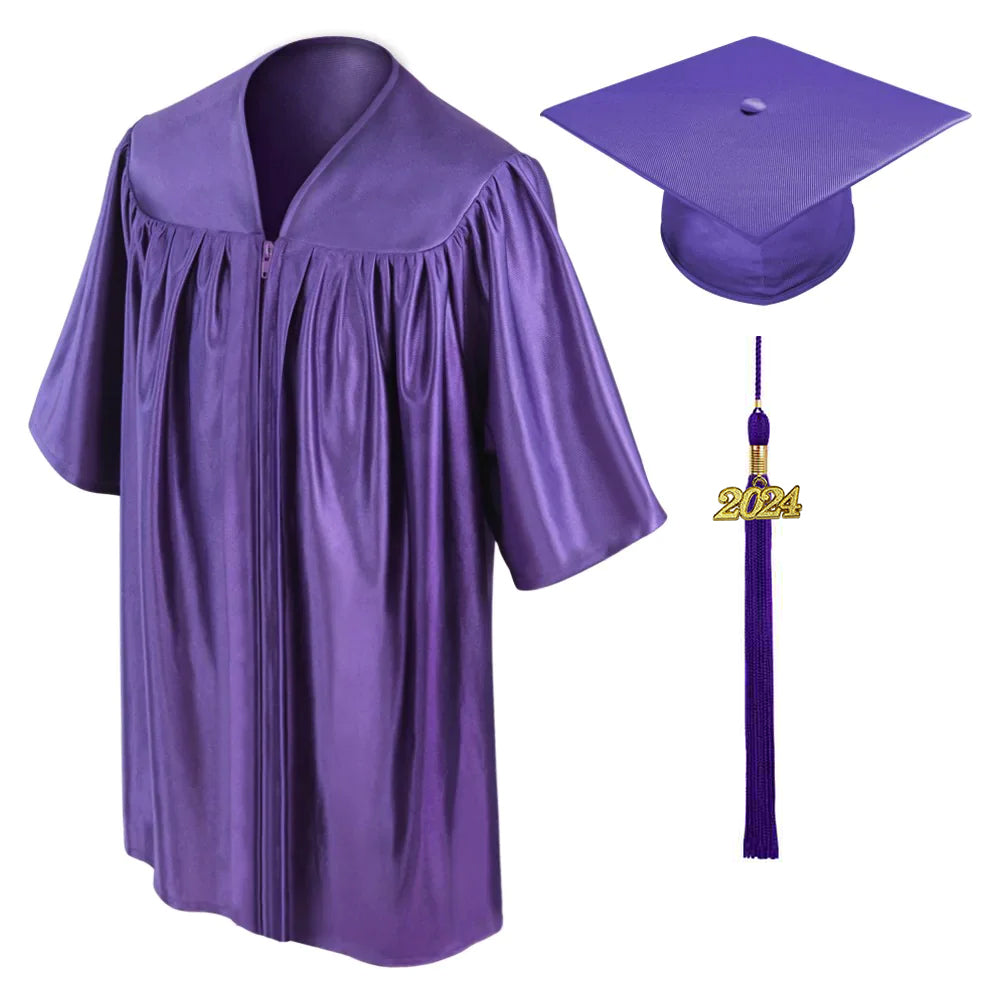 Child Shiny Purple Graduation Cap & Gown - Preschool & Kindergarten