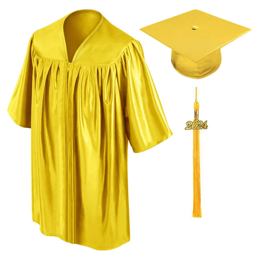 Child Shiny Gold Graduation Cap & Gown - Preschool & Kindergarten