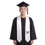 Korea flag graduation stole with the South Korean flag design, worn as a graduation sash