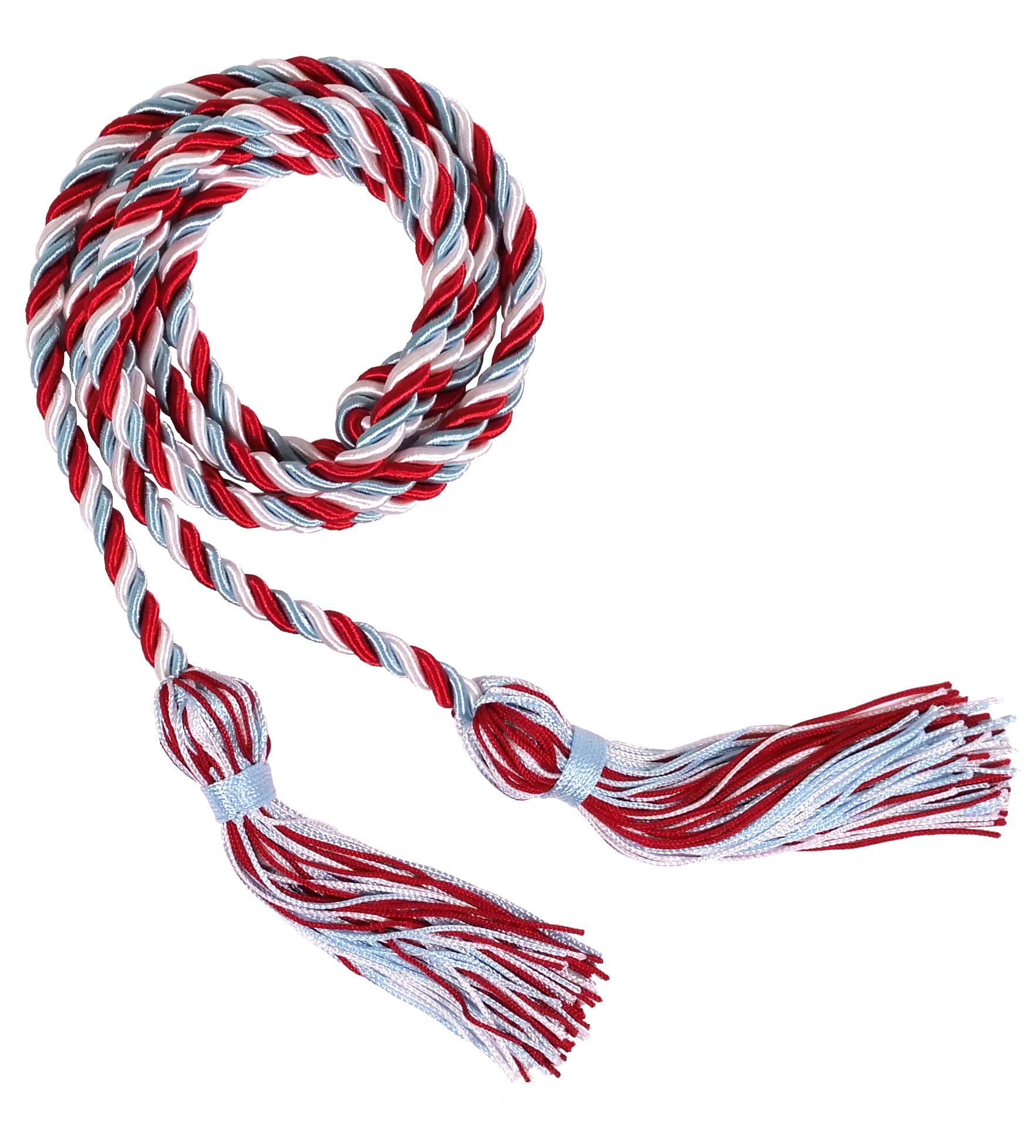 Red, Light Blue, and White Three Color Graduation Honor Cord - Graduation Cap and Gown