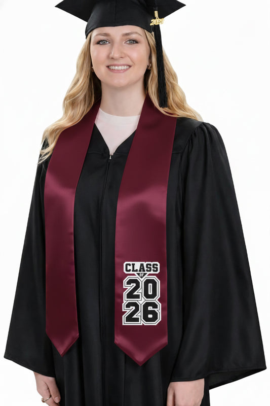 Maroon "Class of 2025/2026" Graduation Stole