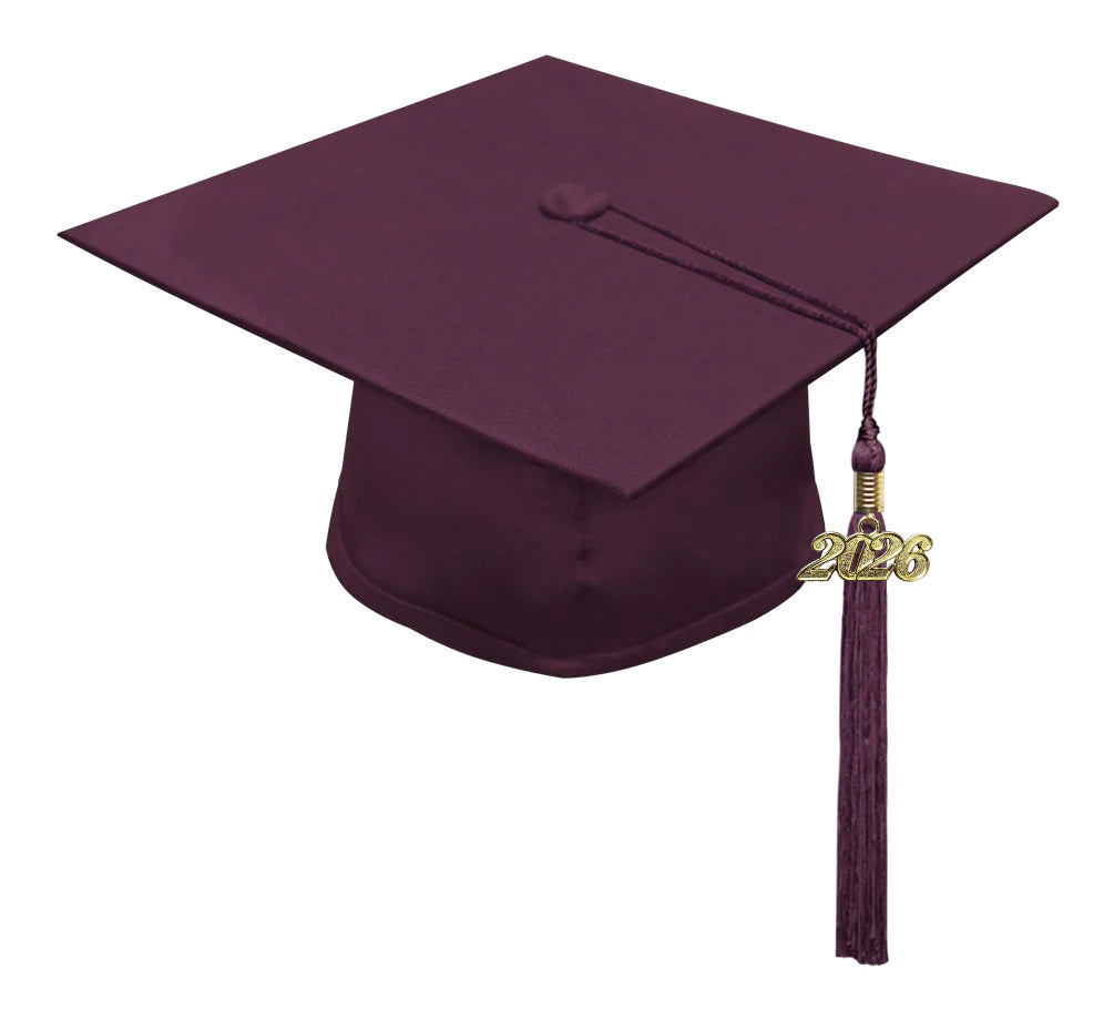 Matte Maroon High School Graduation Cap and Gown - Graduation Cap and Gown