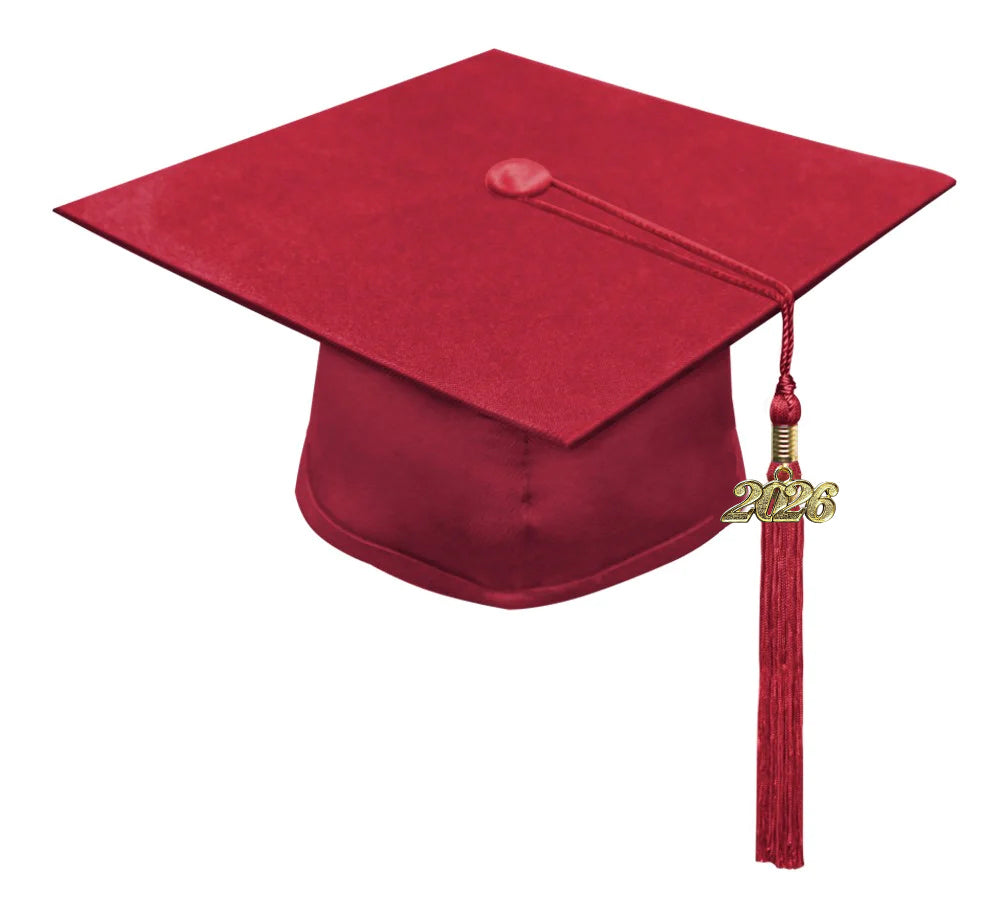 Matte Red High School Cap & Tassel - Graduation Caps - Graduation Cap and Gown