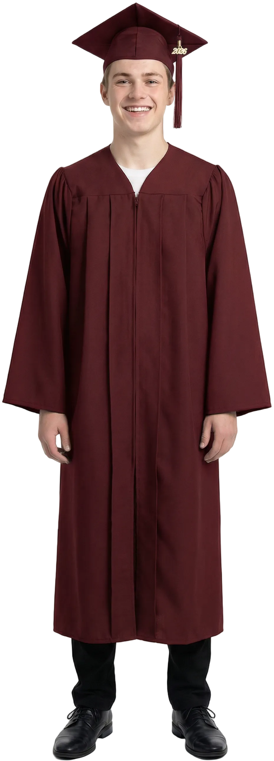 Matte Burgundy High School Graduation Cap and Gown