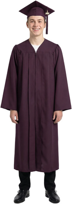 Matte Maroon High School Graduation Cap and Gown