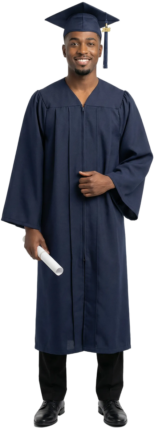 Matte Navy Blue Bachelors Cap & Gown - College & University Matte Navy Blue Bachelors Cap & Gown - College & University